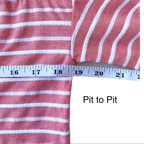 A New Day Casual Textured Stripe Pink Button Bell Sleeve Blouse Size Medium - Picture 12 of 15